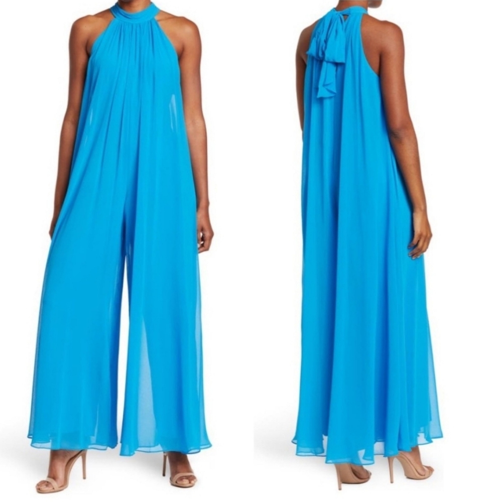 1. State Bright Blue Halter Wide-Leg Jumpsuit